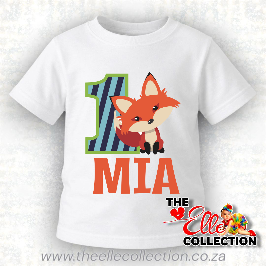 Fox themed Kids Birthday T-Shirt - Long or Short sleeved