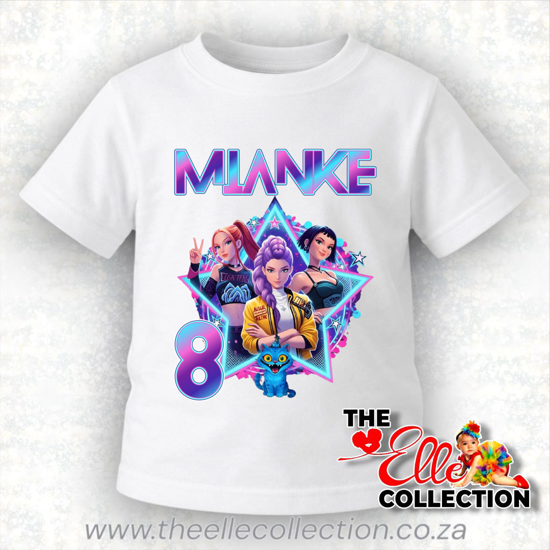 K-Pop Demon Hunters themed Kids Birthday T-Shirt - Long or Short sleeved