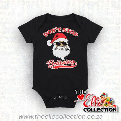 Don't stop believing - Cool Santa with sunglasses Christmas Shirts  - Black - Newborn to Adult Sizes