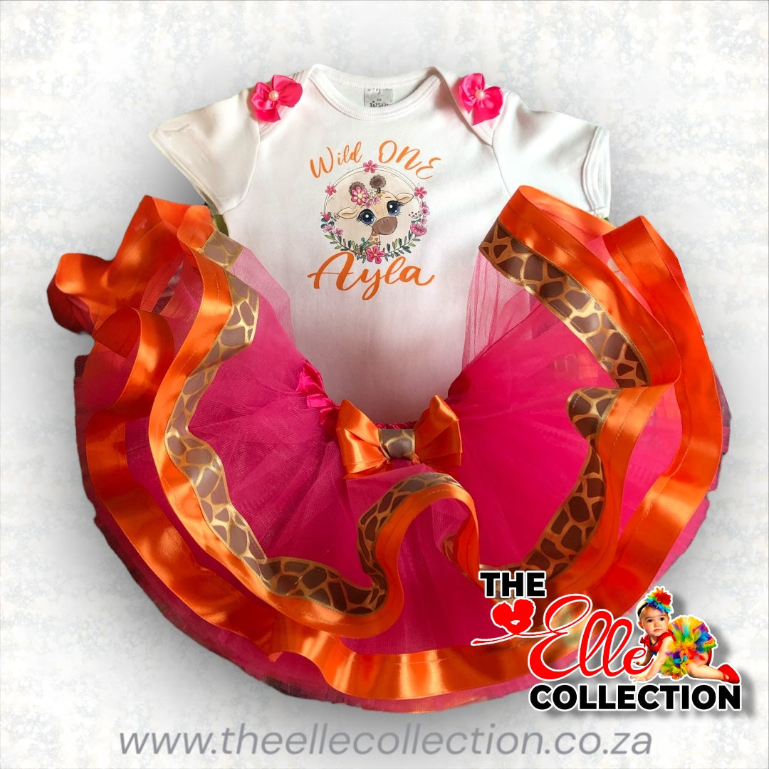 Wild one / Giraffe themed personalised Birthday tutu outfit