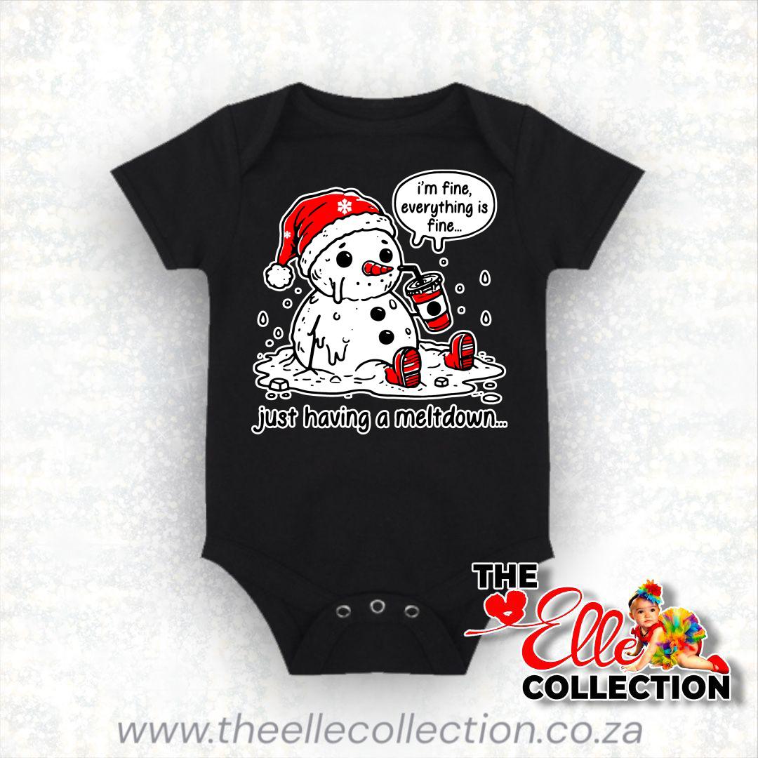 I'm fine, everything is fine... just having a meltdown - Snowman themed Christmas Shirt - Black Newborn to Adult Sizes