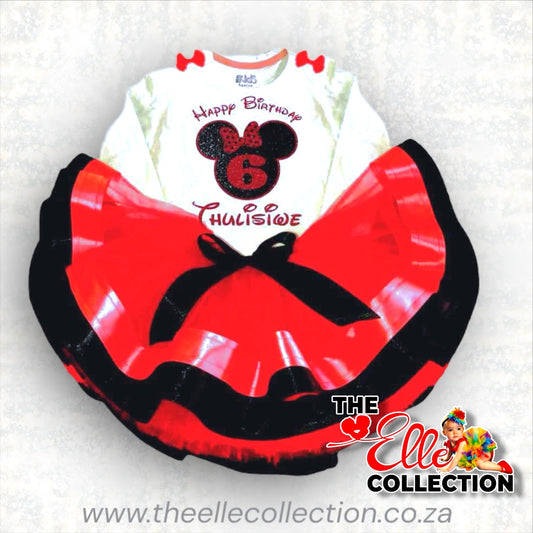 Red Minnie Mouse themed Birthday Tutu outfit