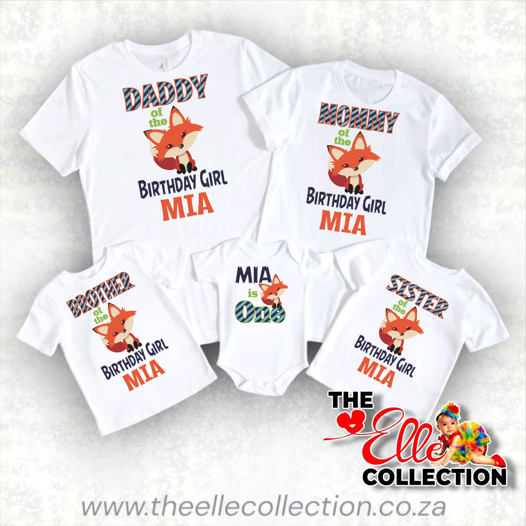 Fox themed Personalised T-Shirts - Newborn to Adult sizes - Long or Short sleeved