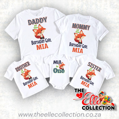 Fox themed Personalised T-Shirts - Newborn to Adult sizes - Long or Short sleeved