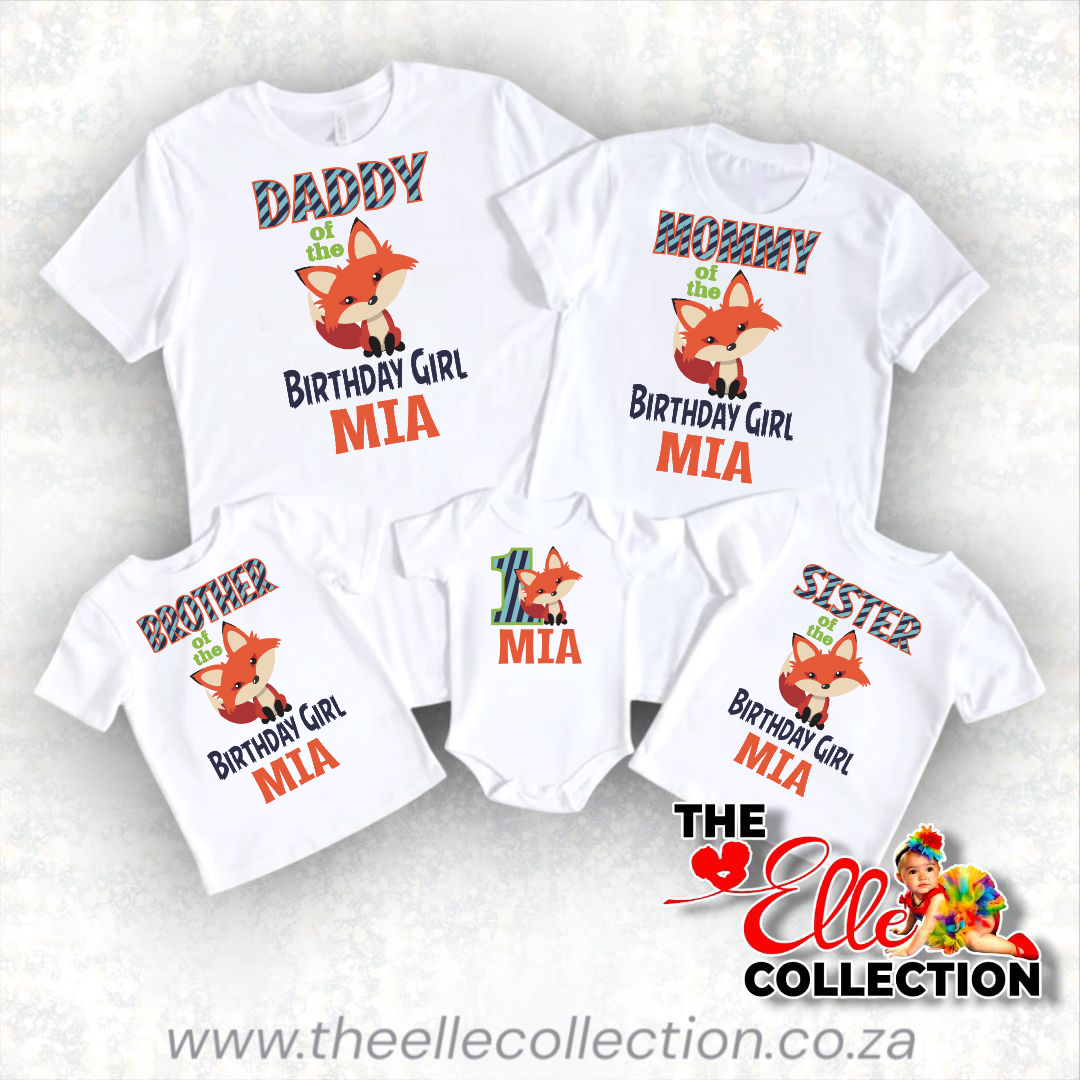 Fox themed Personalised T-Shirts - Newborn to Adult sizes - Long or Short sleeved