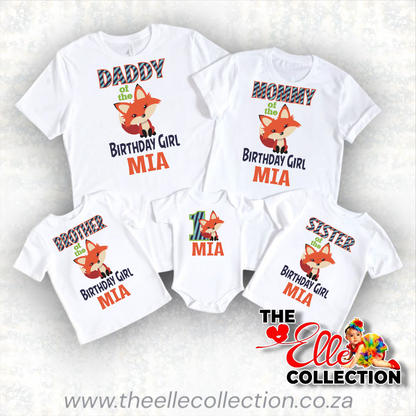 Fox themed Personalised T-Shirts - Newborn to Adult sizes - Long or Short sleeved