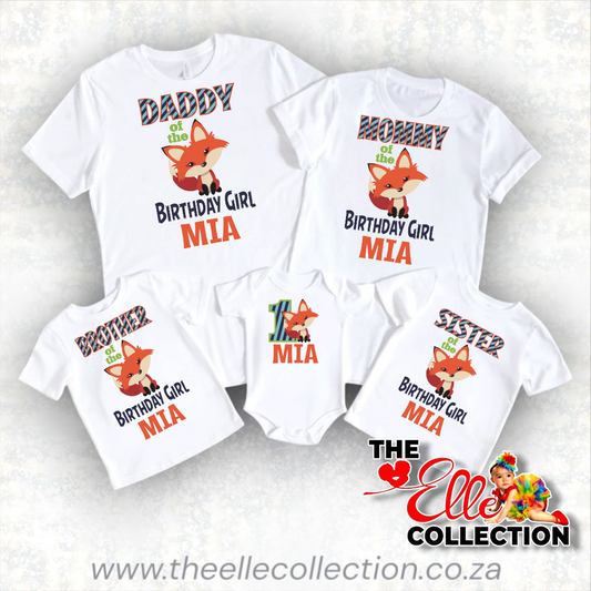 Fox themed Personalised T-Shirts - Newborn to Adult sizes - Long or Short sleeved