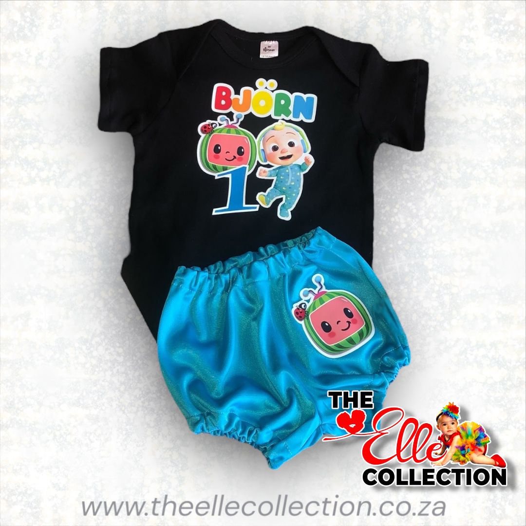Cocomelon themed Birthday outfit for a Boy or a Girl (Sizes Newborn to 6-7years)