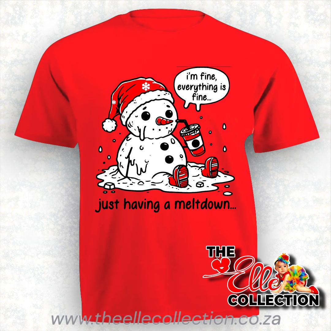 I'm fine, everything is fine... just having a meltdown - Snowman themed Christmas Shirts  - Red T-Shirt - Kids to Adult sizes