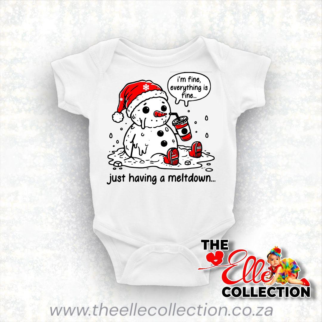 I'm fine, everything is fine... just having a meltdown - Snowman themed Christmas Shirt - White Newborn to Adult Sizes